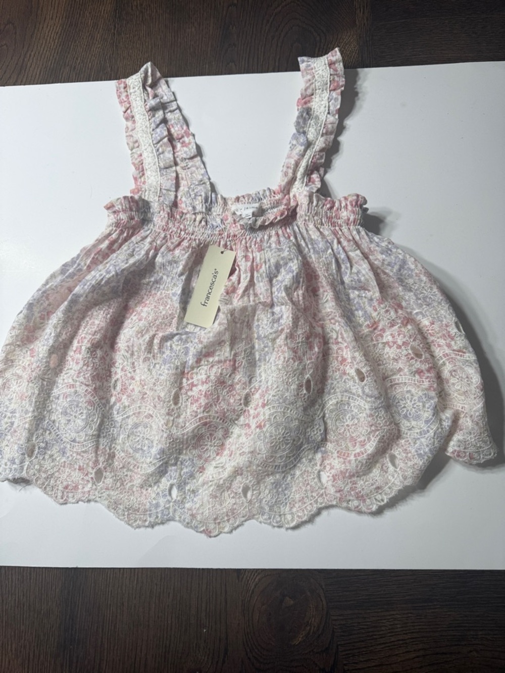 NWT COCO + Jaime Floral Eyelet Ruffle Top - Pink & Lavender